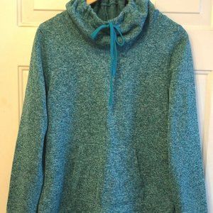NEW Eddie Bauer Sz M Womens Fleece Pullover Sweater Drawstring Collar Turquoise